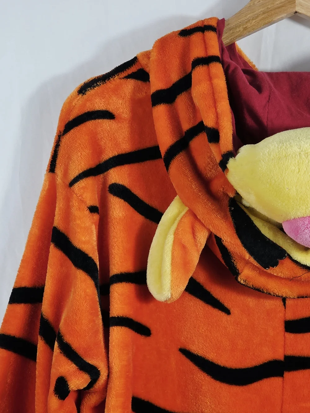 Kids Orange Plush Oversized Tigger Onesie Cozy Hooded One-Piece Costume Small